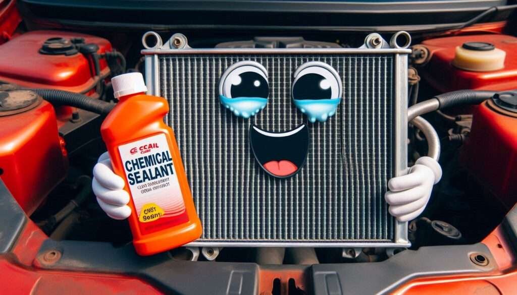 Happy radiator with chemical sealant المواد المانعة للتسرب