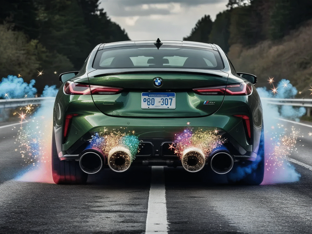 Sport car with clean exhaust