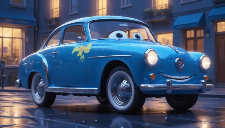 Happy car after cleaning its wheels