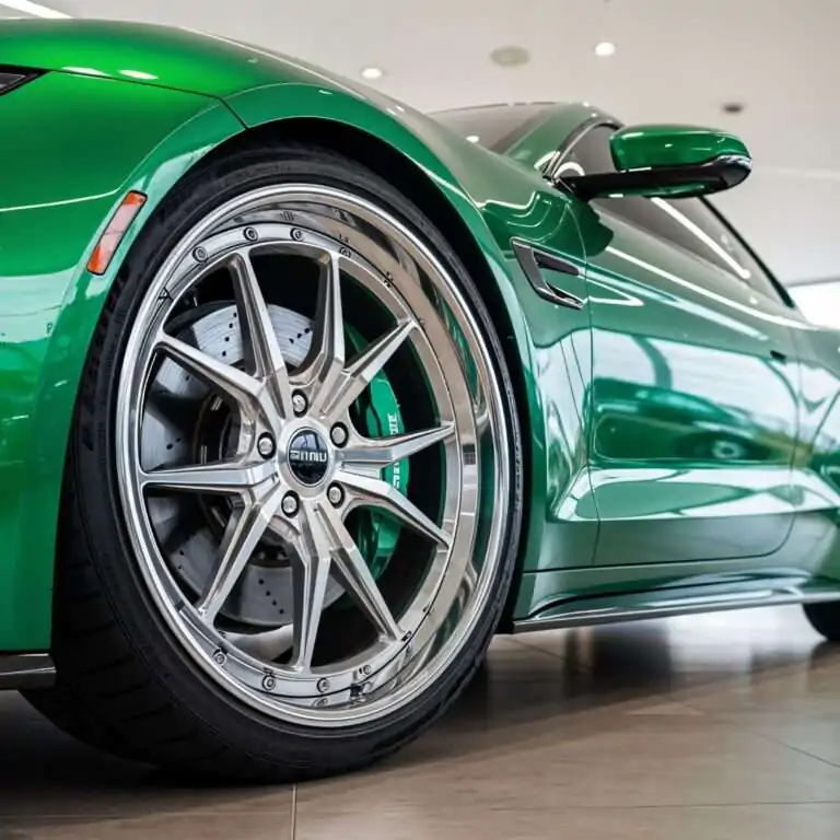 Remove Brake Dust from Car Wheels clean wheel on green car